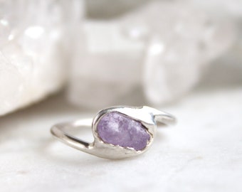 sapphire ring, purple sapphire, statement ring, raw sapphire, silver jewelry, sterling silver, recycled silver