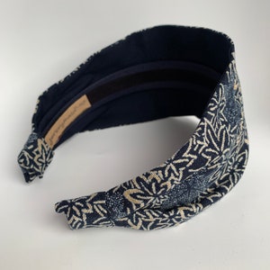 Womens headbands Authentic Japanese maple leaf fabric headbands for women navy blue hairband for woman alice band image 6