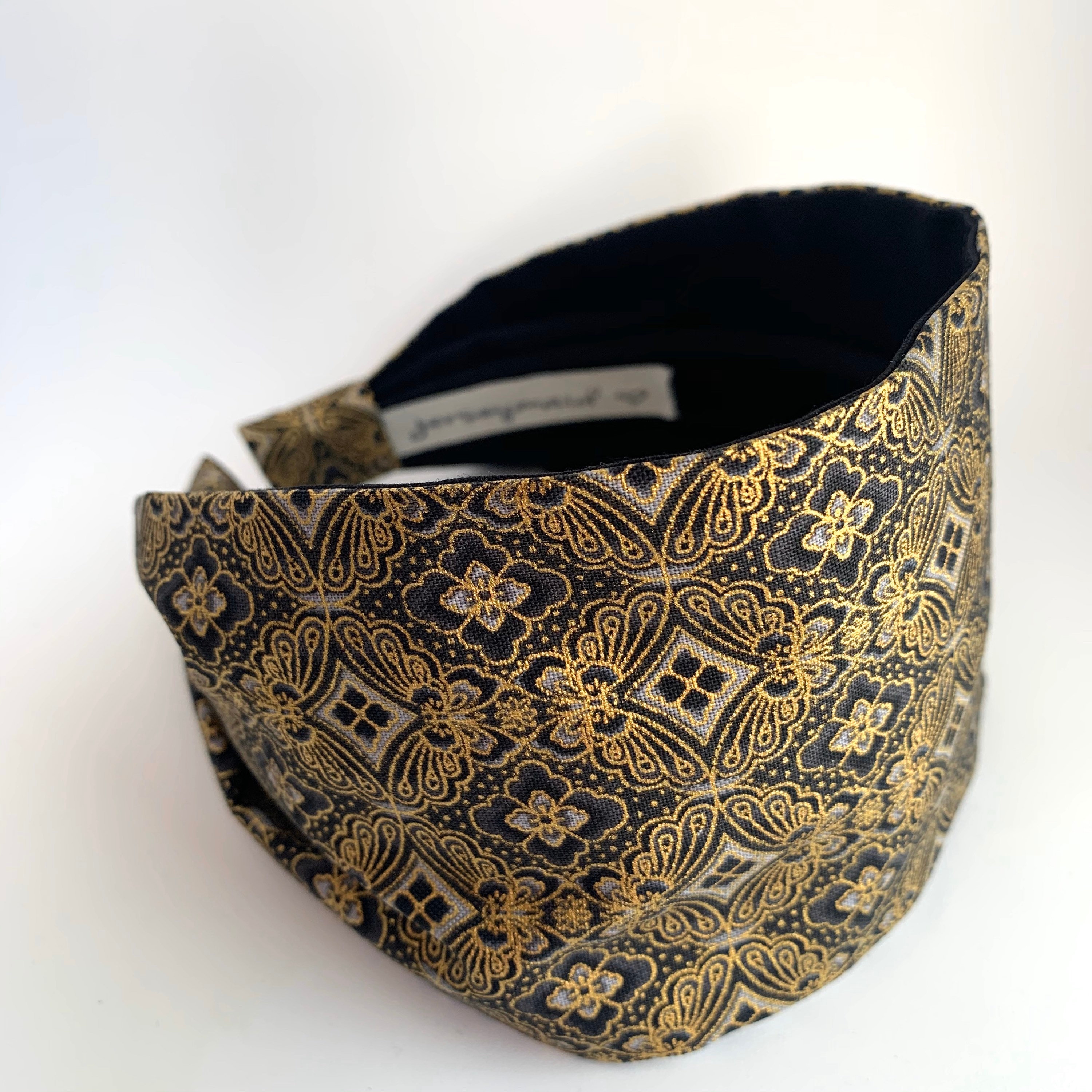 Black Japanese Headband Glitter Gold Sparkle Bling Luxe Head