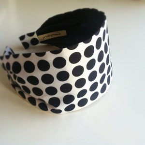 Retro Headband Black White Dots Mod Headband For Women Black Hairband Accessories teen headbands 60s Retro Fashion image 4