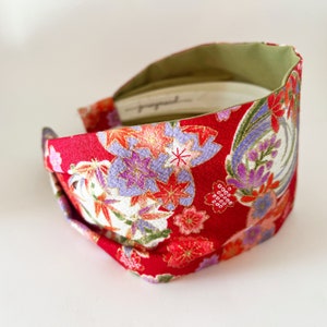 Japanese Kimono head band crepe  headband gold sparkle red asian hair band jerseymaid luxe gift for her