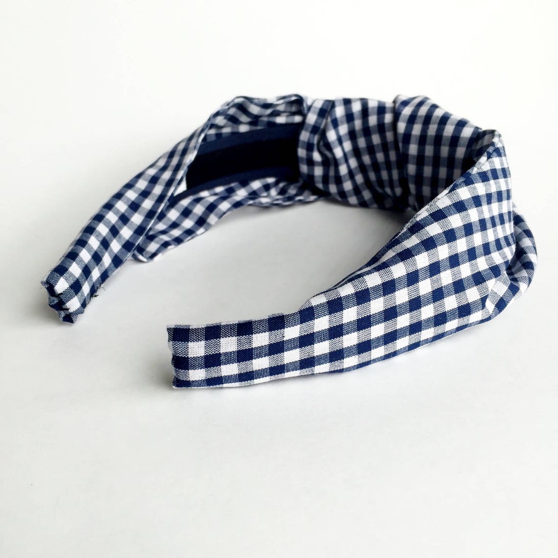 Blue Gingham headband Top knot turban headband adult 40's Etsy