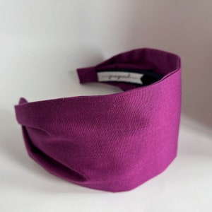 Purple Organic cotton fabric headband extra wide fitted aliceband hairband neutral hair band gift for her plum purple