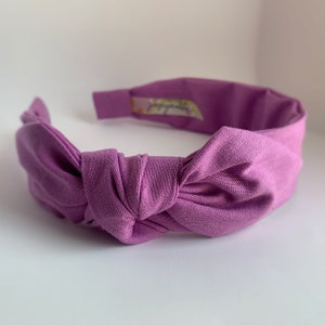 Organic cotton lavender side bow Headbands for women narrow side knot headband Women&#39;s Fabric Headband  bow Adult headband women girls
