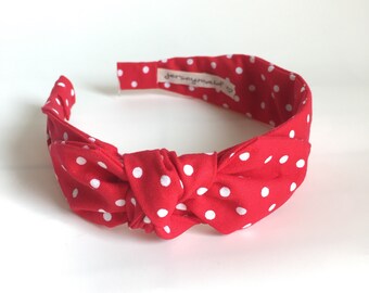 Cute bow Headbands for women narrow side knot headband Women's Fabric Headband side knot topknot bow Adult headband woman Woman . Red white