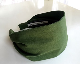 headbands for women : organic cotton . Green . 3.25” wide