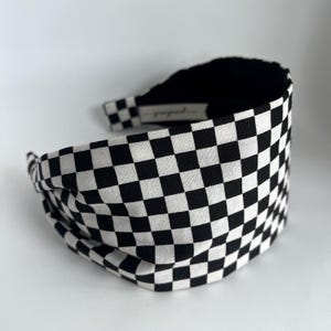 Hair accessories Retro headband for women fabric Head band for women  Wide Mod hair accessories black white check hairband vans off the wall