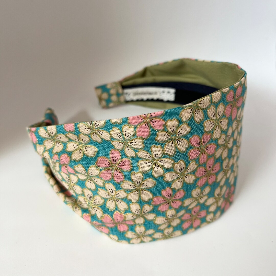 Womens Headband Adult Hairband Japanese Headbands for Women Sakura Fabric Cherry Blossom Head