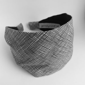 Headbands for women black and white neutral wide cotton fabric hairband