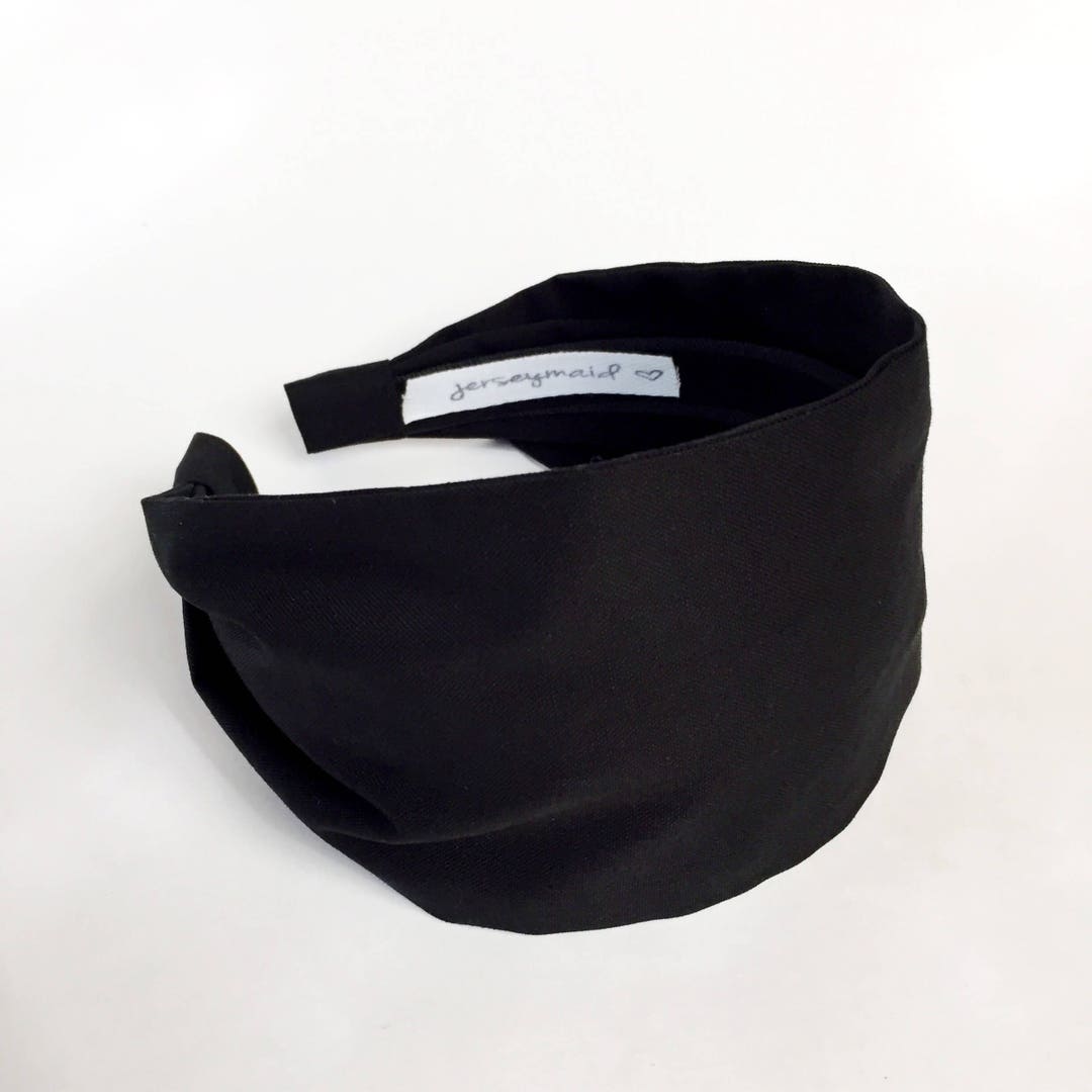 Black Headbands for Women . Extra Wide Solid Black Cotton Fabric ...