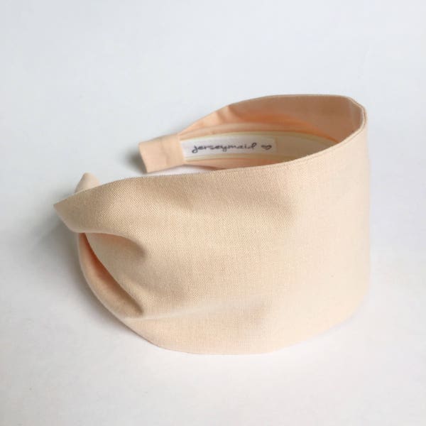 Pink Organic cotton fabric headband extra wide fitted aliceband hairband neutral hair band gift for her pale pink