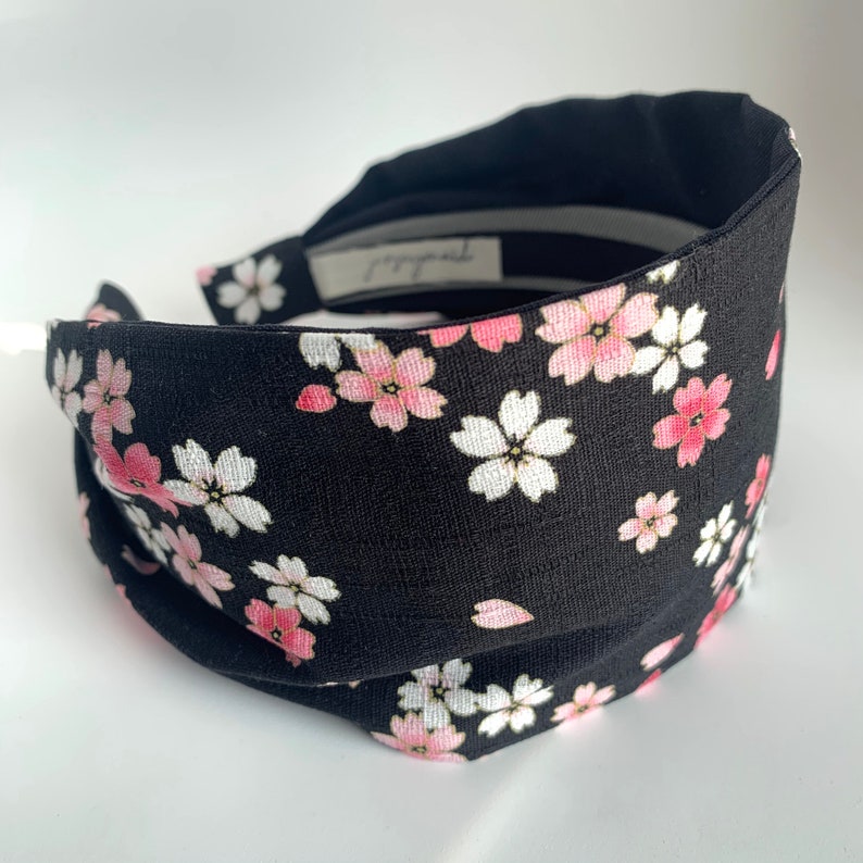 Japanese sakura fabric headband for women and girls cherry blossom flowers hairband for woman cotton dobby image 3