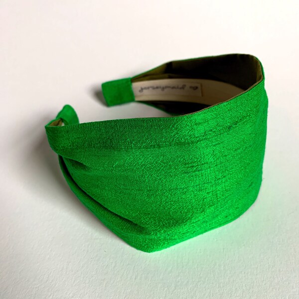 Kelly green Pure silk headbands for women Jerseymaid luxe adult headband woman head bands hair bands silk hair scarf bright apple green