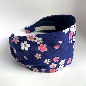 Japanese sakura fabric headband for women and girls cherry blossom flowers hairband for woman cotton dobby image 1