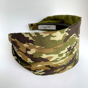 Camo headbands for women camouflage hairband adult headband woman olive drab hair band green head bands wide fabric headband made in Japan