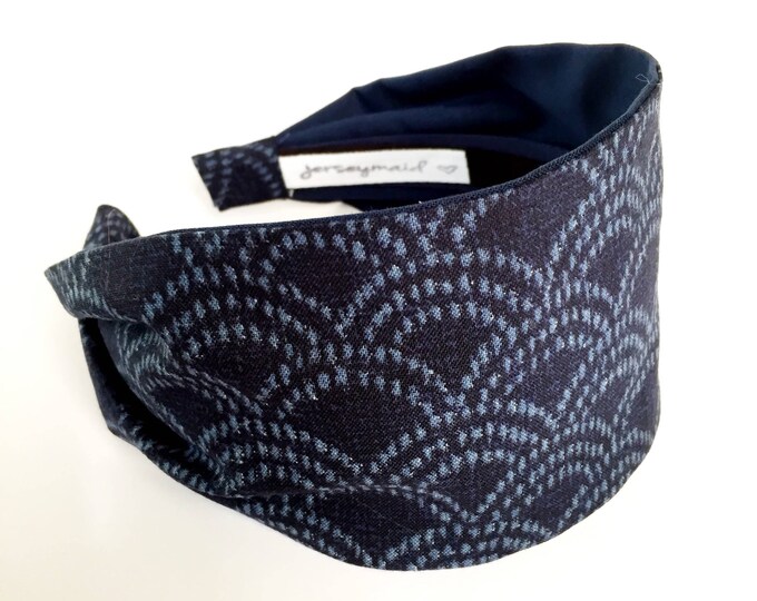 Japanese Headbands for Women Japanese Water Fabric Navy Blue Etsy