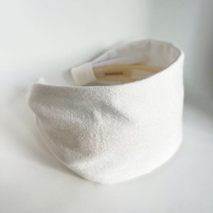 White Linen blend Headbands for women . Jerseymaid adult headband woman structured no slip wide hair band short hair accessories women