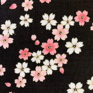 Japanese sakura fabric headband for women and girls cherry blossom flowers hairband for woman cotton dobby Black