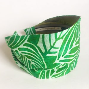 Leaf Green Batik fabric headband - womens headbands - hand dyed batik cotton head wrap hairband gift for her