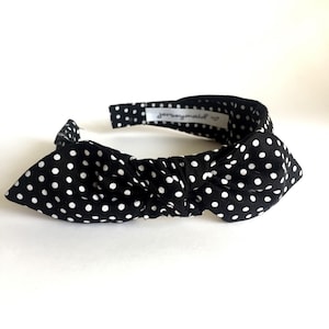 Headbands for women with bow narrow side knot headband Women&#39;s Fabric Headband side knot bow Adult headband woman Woman black white