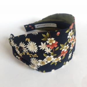 Japanese  headbands hair accessories sakura fabric headband for women and girls navy blue cherry blossom flowers hairband for woman