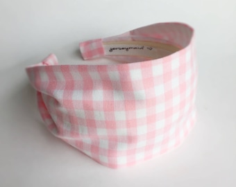 Headbands for women Gingham headband baby pink gingham headband adult hairband hair accessories no slip stay on womens headband