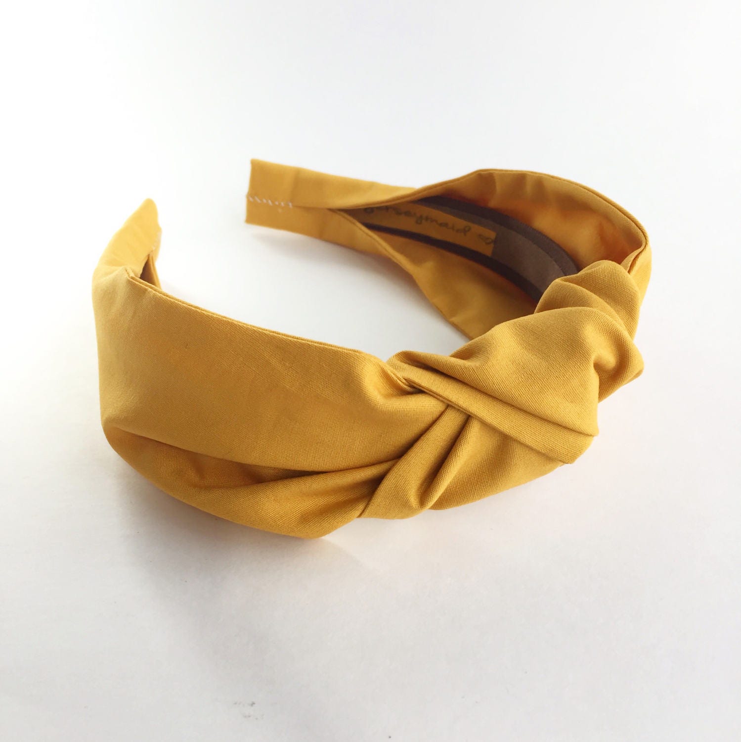 Top knot headband adult 40's vintage style  turban hairband hair accessories no slip stay on knotted head band for women mustard yellow