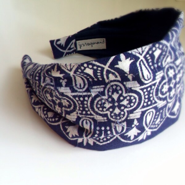 Haar Bandana Haarband alt verblasst fadenscheinig zerfetzten Jahrgang made in USA blau tribal-Bandana - umgewidmet Recycling upcycled