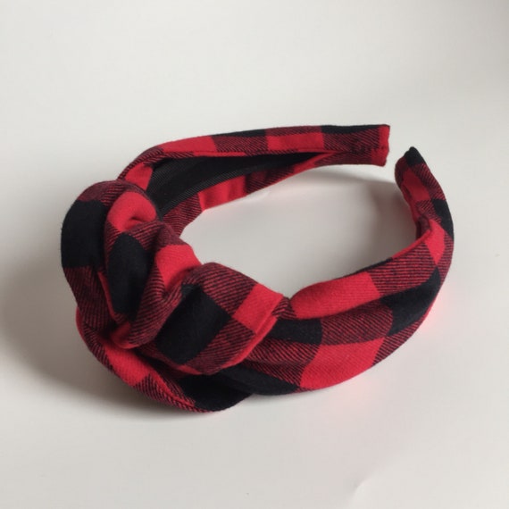 Buffalo Plaid Top Knot Turban Headband 40 display picture 1
