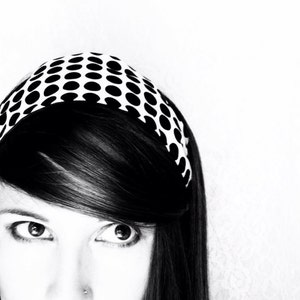 Retro Headband Black White Dots Mod Headband For Women Black Hairband Accessories teen headbands 60s Retro Fashion image 1