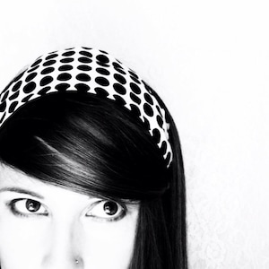 Retro Headband Black White Dots Mod Headband For Women Black Hairband Accessories teen headbands 60s Retro Fashion