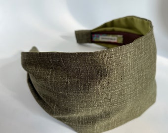 Olive drab womens headband Green Headband - Shadow weave sevenberry -  for women - sophisticated hair band  woven solid Japan