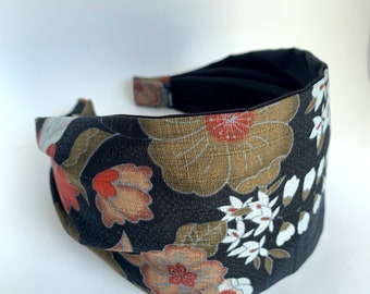 Womens headbands Authentic Japanese  cotton dobby fabric headbands for women washed black flowers hairband for woman alice band
