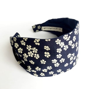 Womens headbands Authentic Japanese sakura fabric headbands for women navy blue cherry blossom flowers hairband for woman alice band