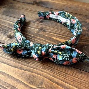 Headbands for women with bow narrow side knot headband Women&#39;s Fabric Headband Adult headband Woman rifle paper co. Rosa hunter