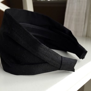 headbands for women silk Jerseymaid luxe adult headband woman head bands hair bands black silk hair scarf solid black hairband Bild 4