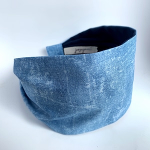 Stonewash Headbands for women jerseymaid adult headband woman  Wide fabric denim Headband extra wide cotton hairband alice band