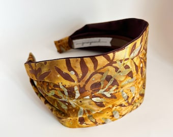 Headbands for women brown  Batik fabric headband - womens headbands - hand dyed batik cotton head wrap hairband gift for her