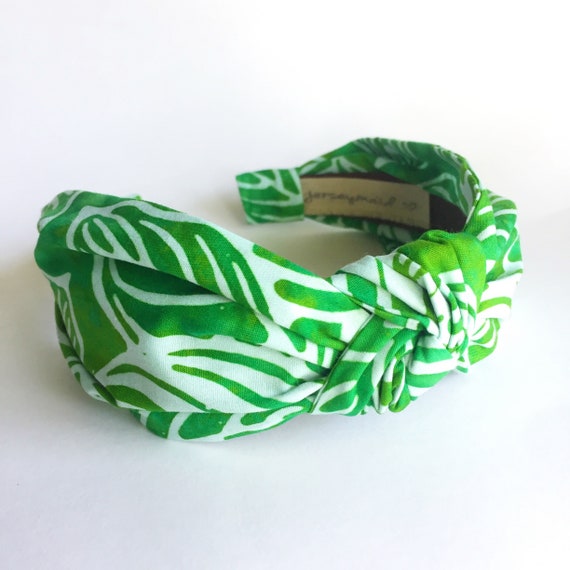 Green leaf batik turban headband adult gift for her hairband | Etsy