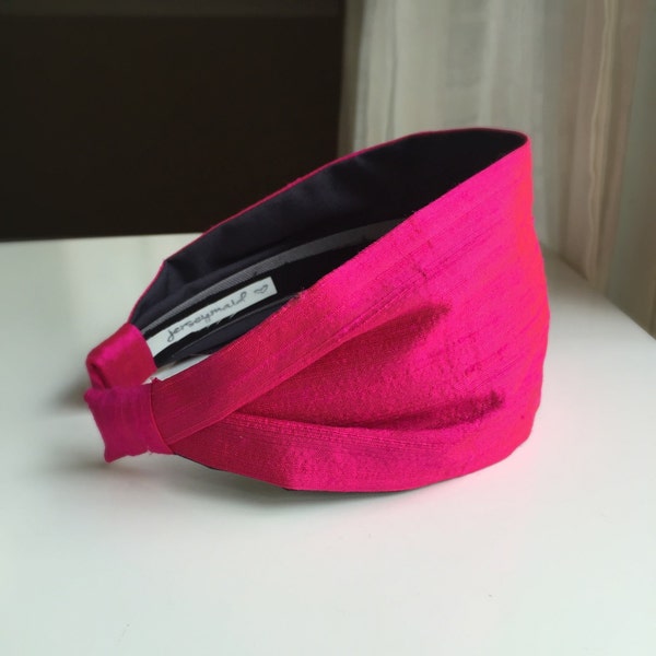 Neon pink Pure silk headbands for women Jerseymaid luxe adult headband woman head bands hair bands silk hair scarf hot pink