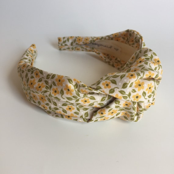 Headbands for women knotted yellow floral calico fabric moda | Etsy