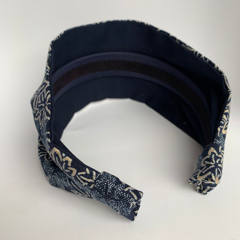 Womens headbands Authentic Japanese maple leaf fabric headbands for women navy blue hairband for woman alice band image 5