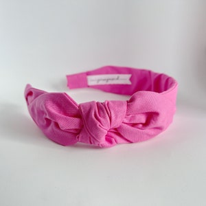 Headbands for women with bow narrow side bow headband Women&#39;s Fabric Headband side knot  bow Adult headband woman bubblegum Pink  1.5 inch