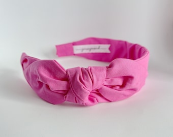 Headbands for women with bow narrow side bow headband Women's Fabric Headband side knot  bow Adult headband woman bubblegum Pink  1.5 inch