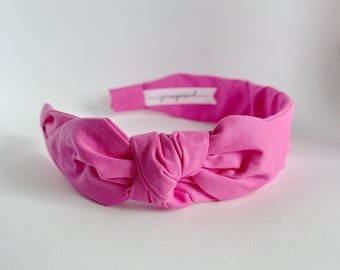 Headbands for women with bow narrow side bow headband Women's Fabric Headband side knot  bow Adult headband woman bubblegum Pink  1.5 inch