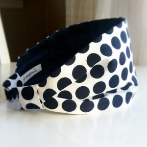 Retro Headband Black White Dots Mod Headband For Women Black Hairband Accessories teen headbands 60s Retro Fashion image 2