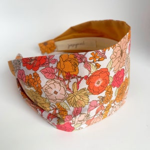 Floral Headbands for women headband Women's Fabric Headband Adult headband woman Pink orange   London Calling lawn