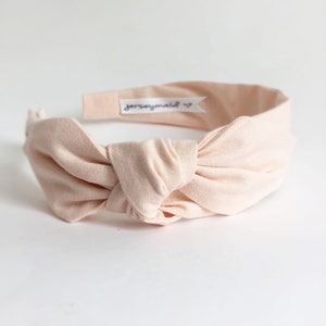 Organic cotton pink side bow Headbands for women narrow side knot headband Women&#39;s Fabric Headband topknot bow Adult headband women & girls