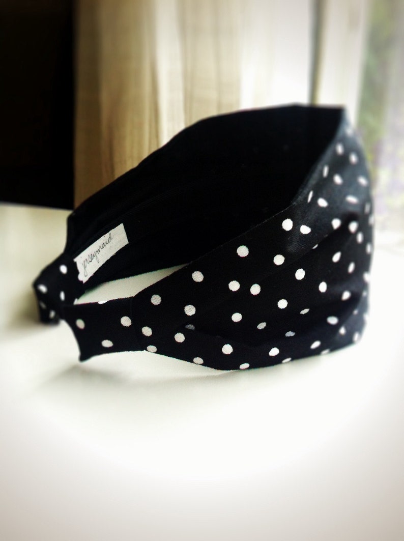 Polka Dot Headband Polka Dots Hairband Fabric Black With White Polka ...