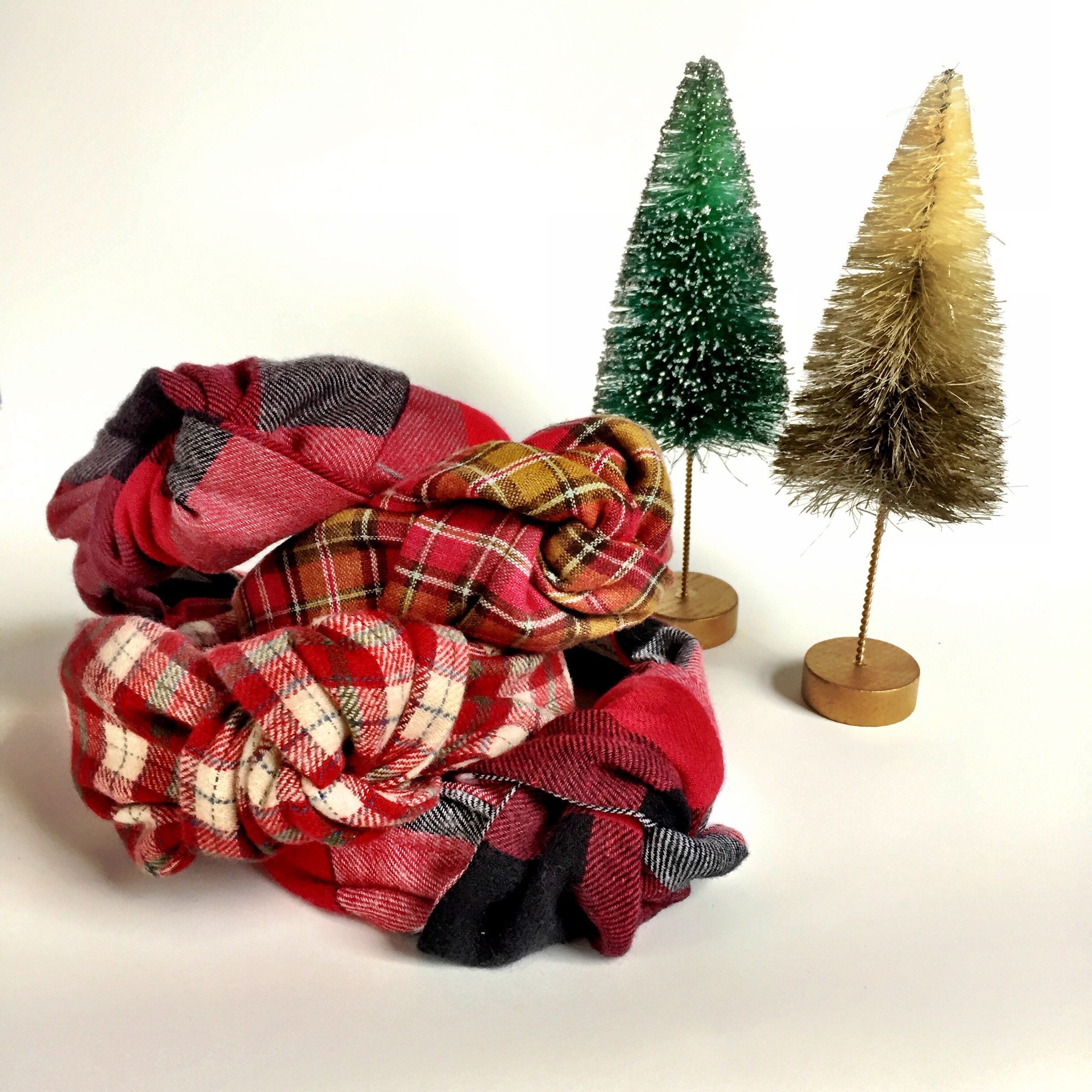 TOP KNOT PLAID PRINT CLASSIC FAMOUS DESIGNER HEADBAND WOMEN HAIR ACCESSO… Holiday Plaid Knot Headband | Twine and Love | Christmas  main image 4